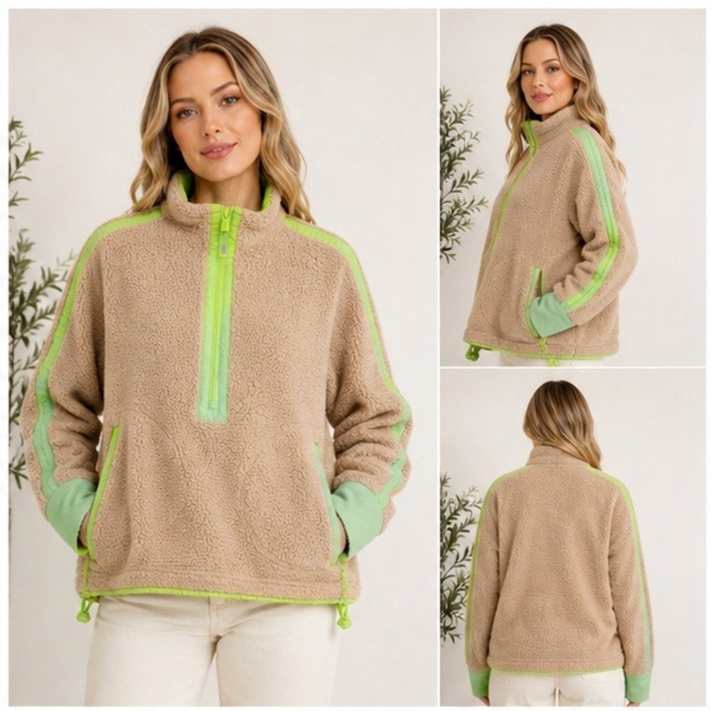 FP Movement Mountain High Half-Zip Fleece Jacket Green Glow/Home Plate Combo S